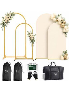 Arch Backdrop Stand & Cover Set for Wedding, Baby Shower, Gender Reveal - 7.2ft